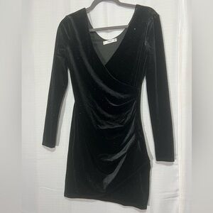 Mango Casual Black Velvet Dress with black rhinestones Size 2